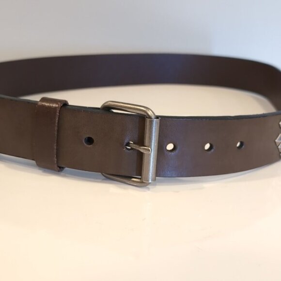 Kenneth Cole Studded Italian Leather Belt Mens Womens Unisex Wide 36/90 - Picture 3 of 16